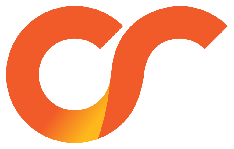 Collaborative research foundation logo, featuring a lower case c flowing into a lower case r